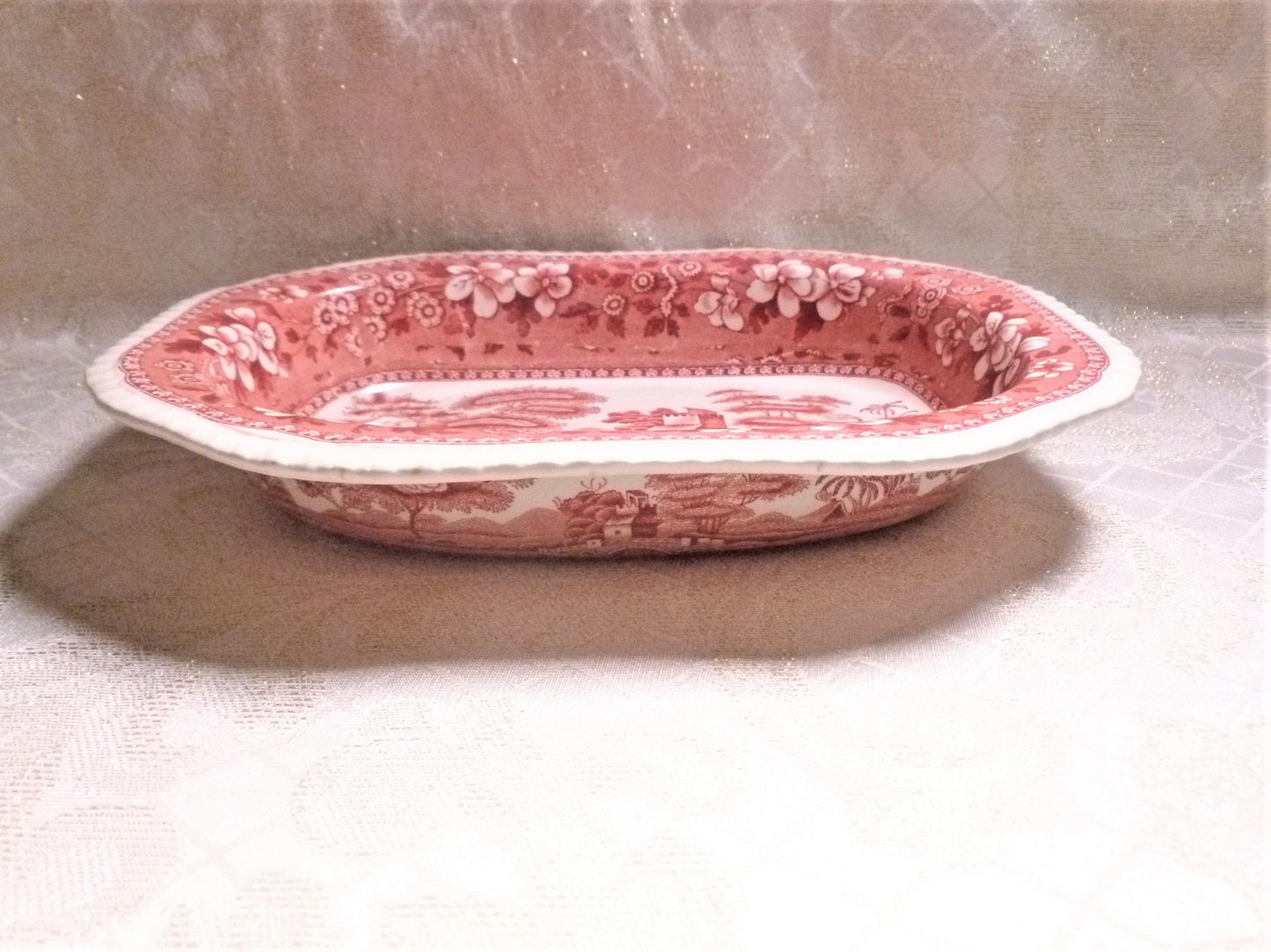 Vintage Spode's Tower Red Transferware Serving Bowl, Copeland 1920s