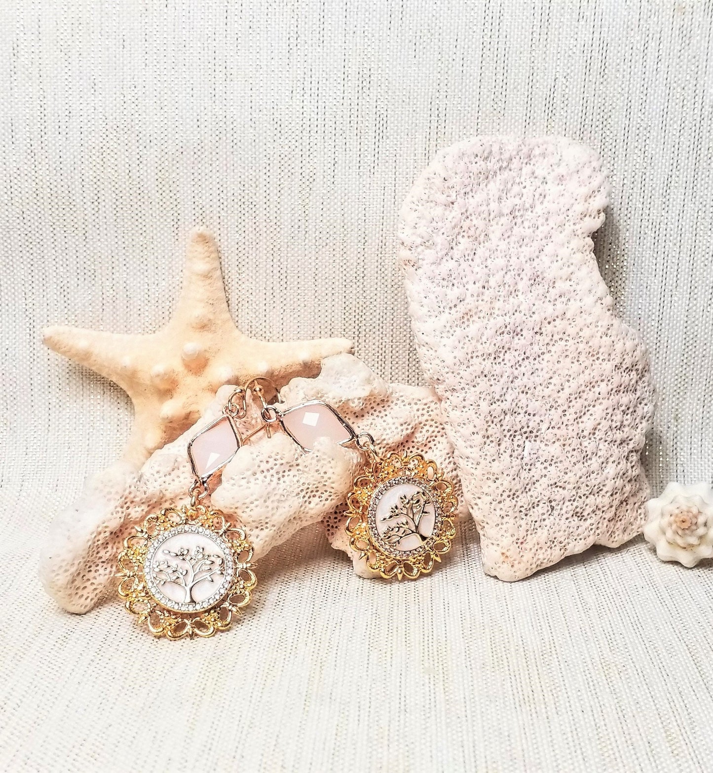 Golden Tree of Life Earrings Rhinestone Filigree Bridal Jewelry Always FREE Domestic SHIPPING