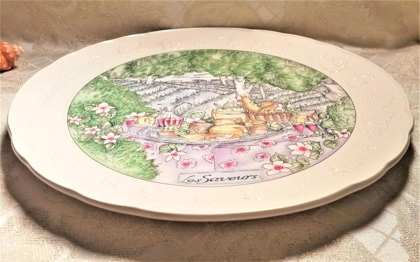 Gien France Cheese Plate, Les Saveurs French Country Design
