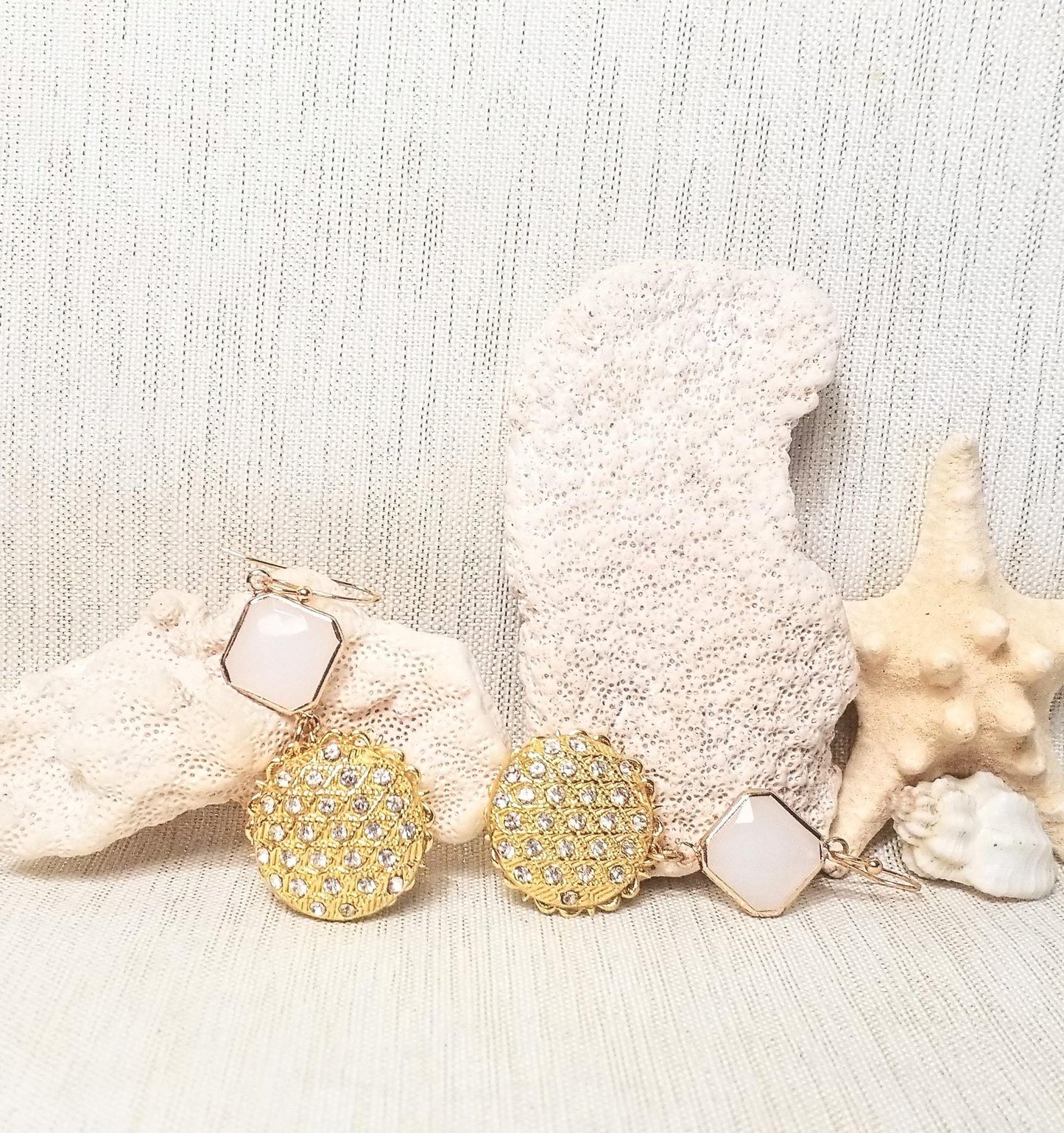 Handcrafted Golden Rhinestone Wedding Earrings Goldplated And Always FREE Domestic SHIPPING