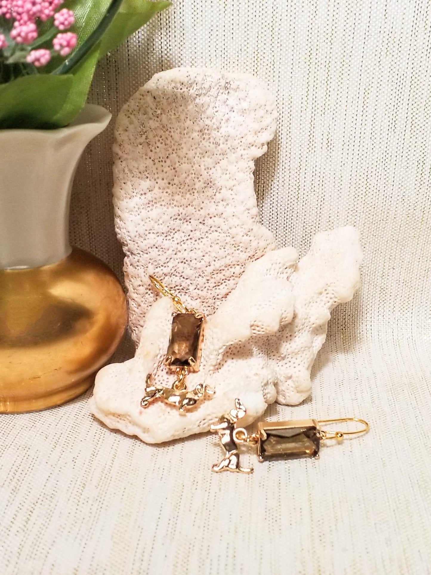 Dachshund Charm Earrings Handcrafted Crystal & Gold-Plated Dangle Earrings Always FREE Domestic SHIPPING