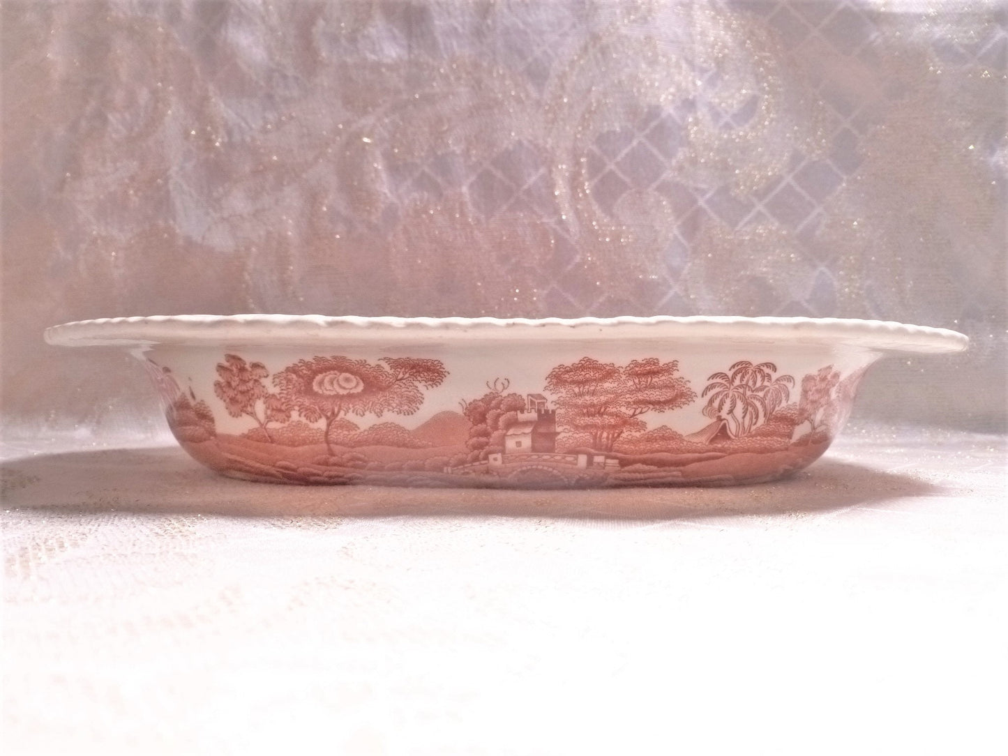 Vintage Spode's Tower Red Transferware Serving Bowl, Copeland 1920s