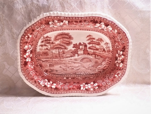 Vintage Spode's Tower Red Transferware Serving Bowl, Copeland 1920s