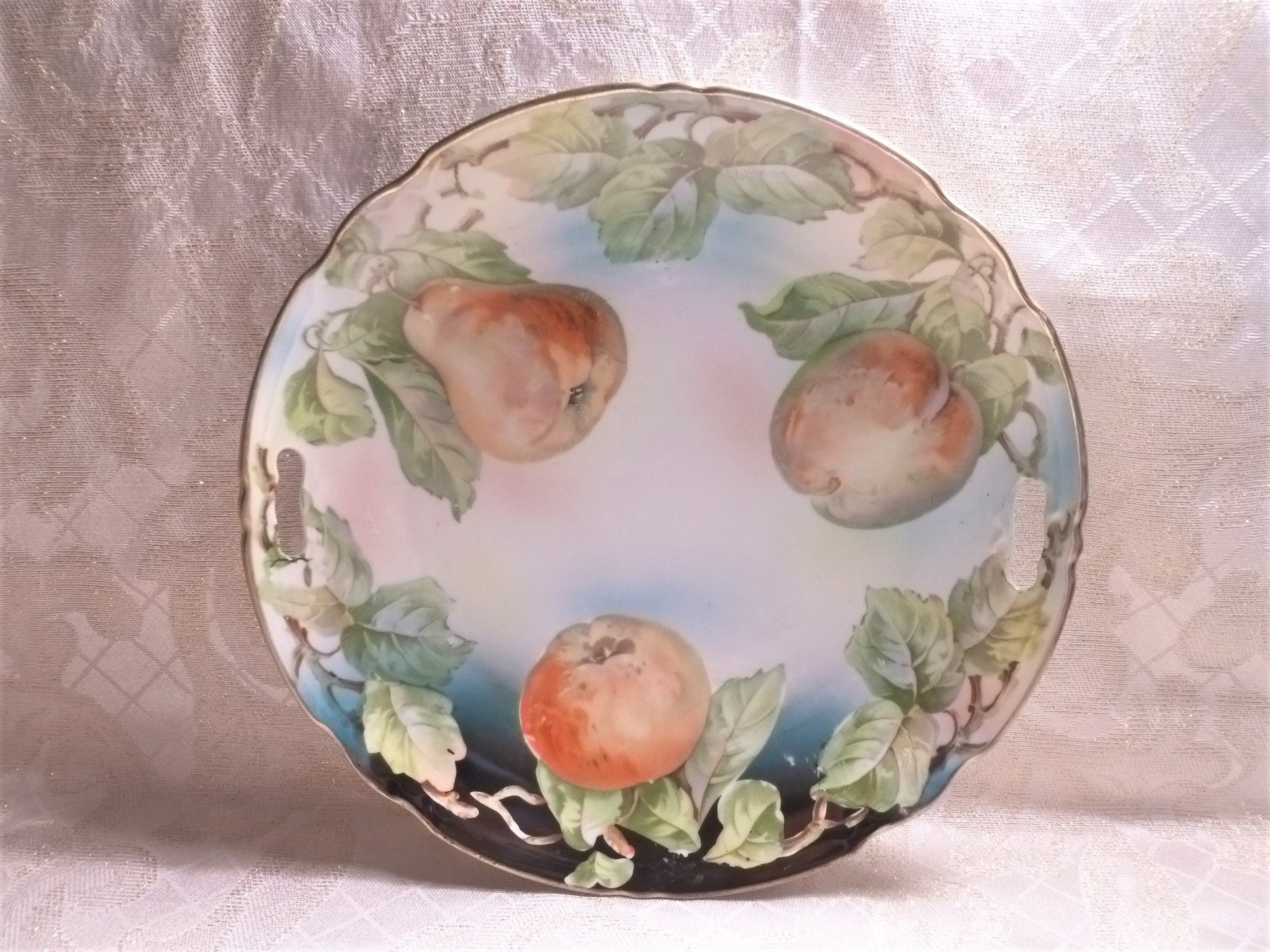 K & L Germany Handpainted Porcelain Biscuit Tray, Fruit Design
