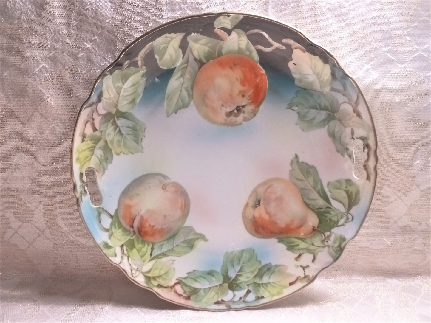 K & L Germany Handpainted Porcelain Biscuit Tray, Fruit Design