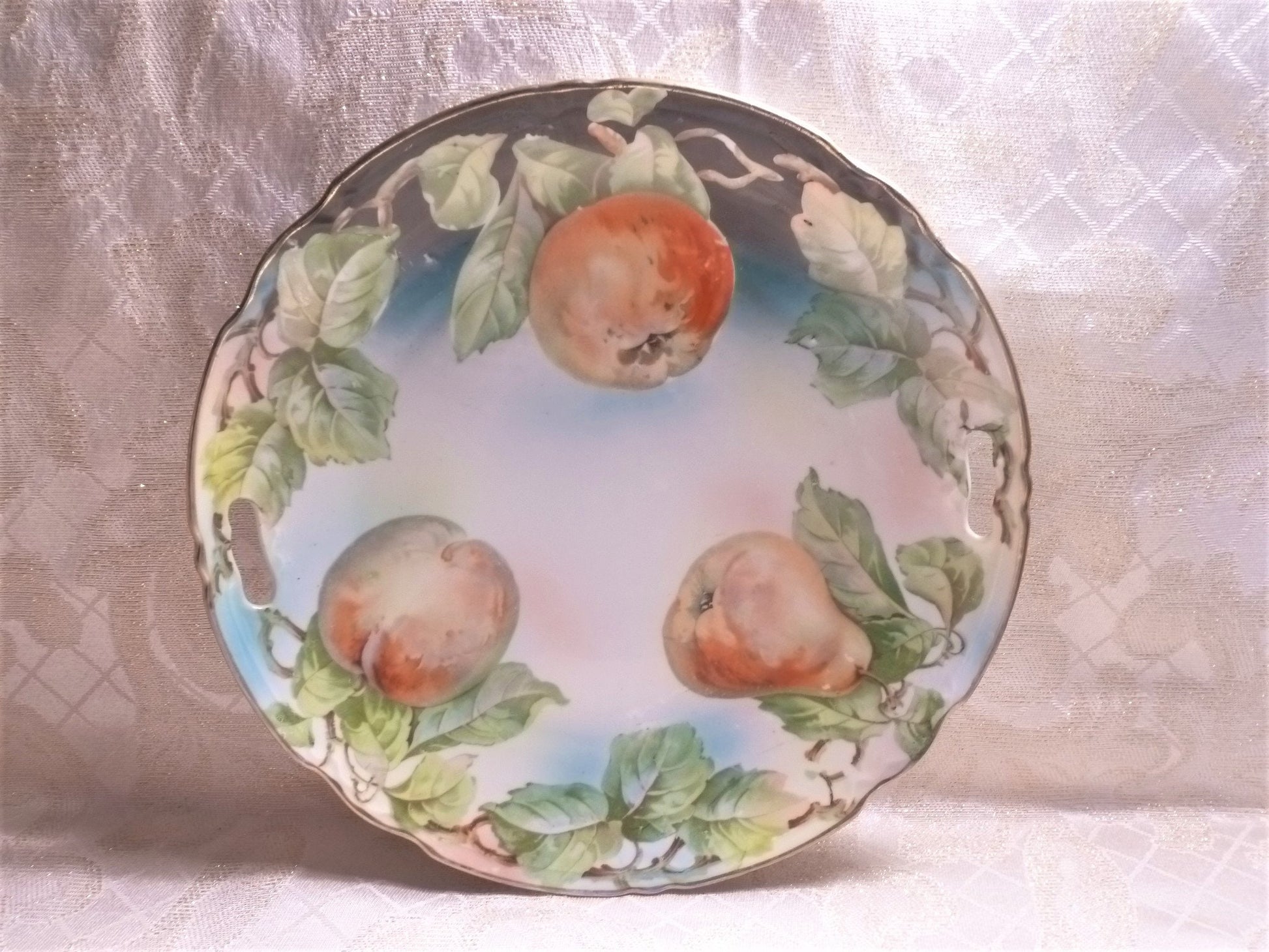 K & L Germany Handpainted Porcelain Biscuit Tray, Fruit Design