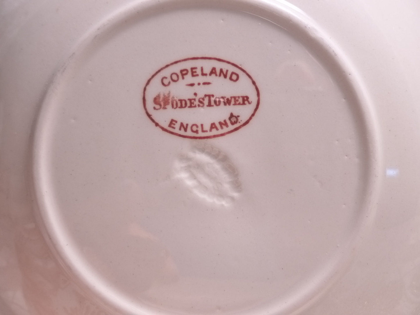 Vintage Spode's Tower Cream Soup Cup and Saucer, 1920s Red Transferware