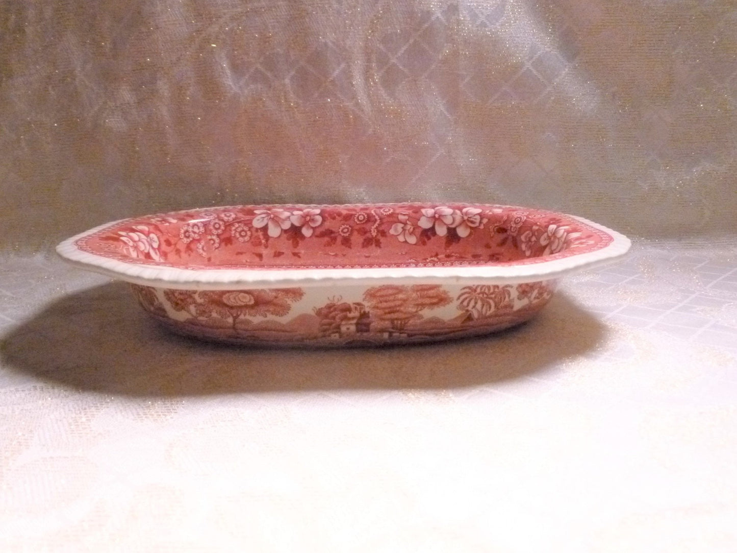 Vintage Spode's Tower Red Transferware Serving Bowl, Copeland 1920s