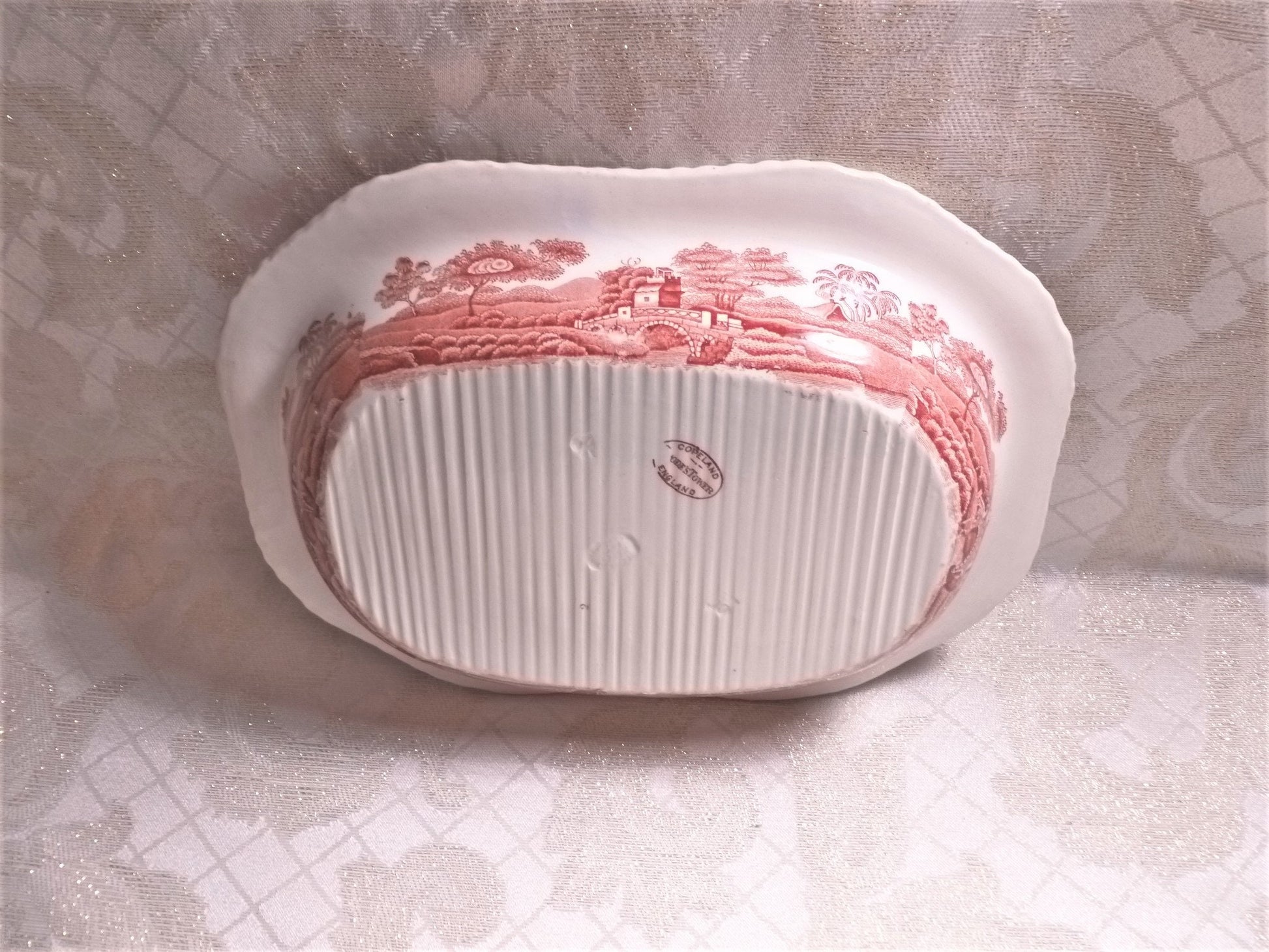 Vintage Spode's Tower Red Transferware Serving Bowl, Copeland 1920s