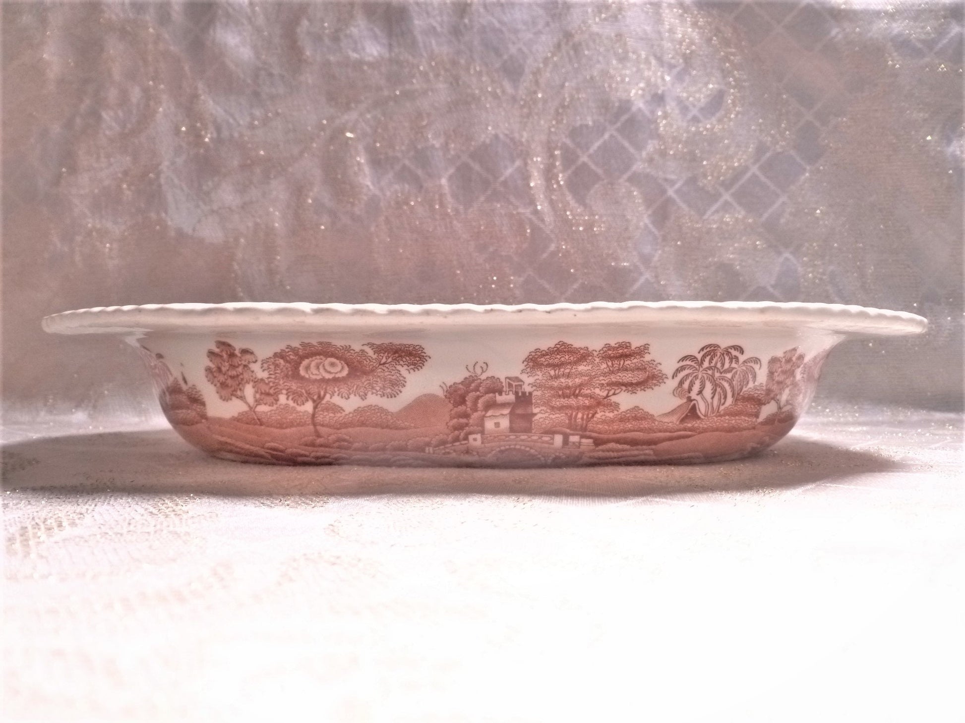 Vintage Spode's Tower Red Transferware Serving Bowl, Copeland 1920s