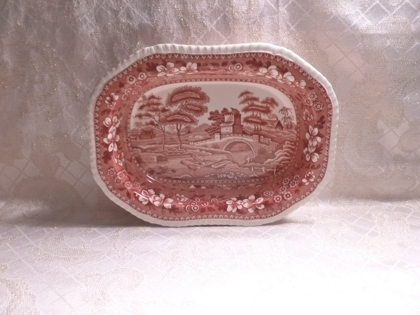 Vintage Spode's Tower Red Transferware Serving Bowl, Copeland 1920s