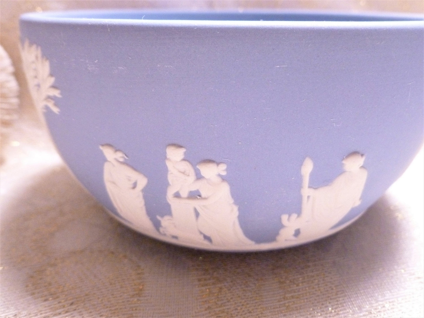 Wedgwood Blue Jasperware Bowl, Neoclassical Relief Design