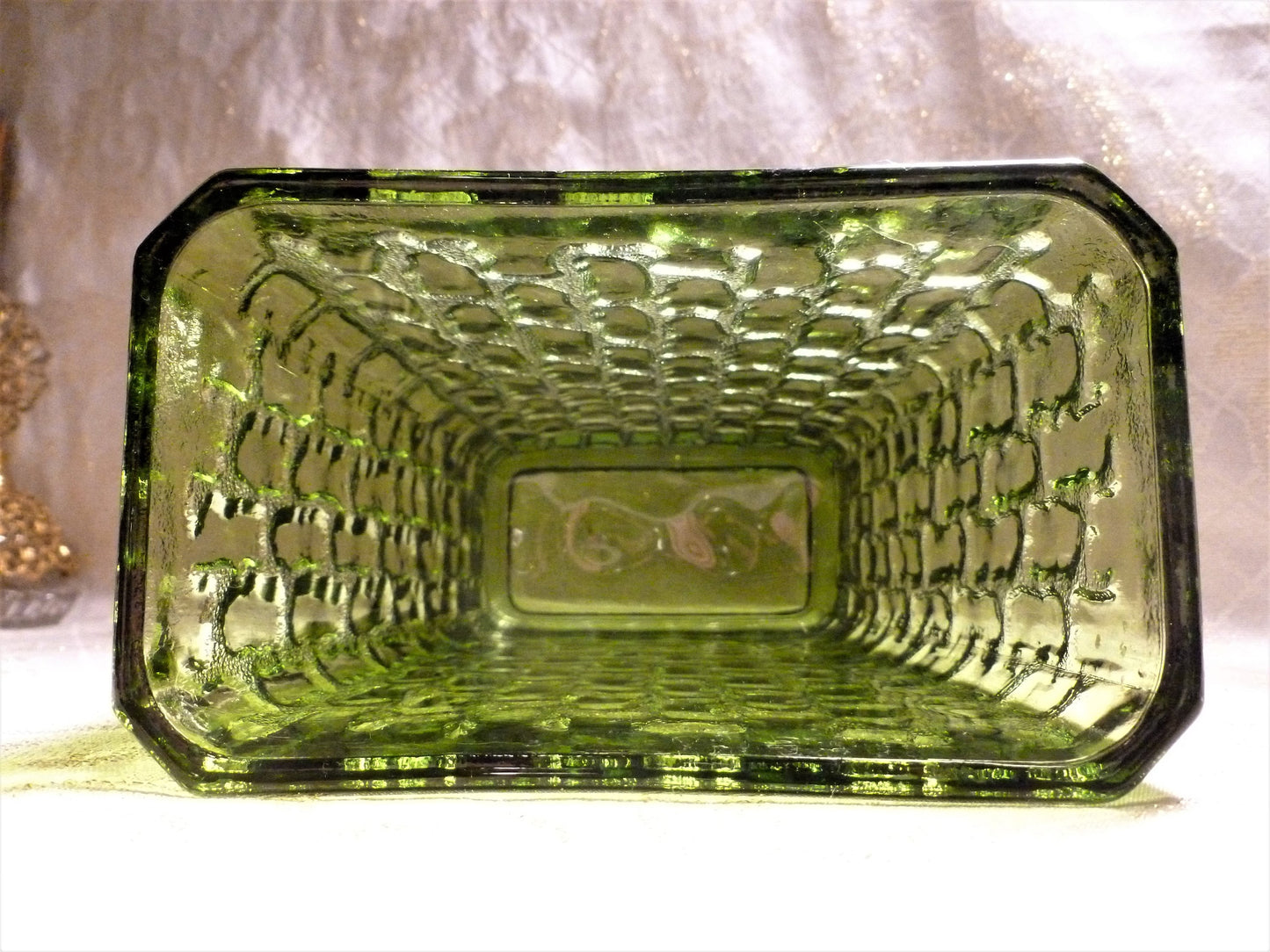 Handcrafted Green Glass Vase, Intricate Design