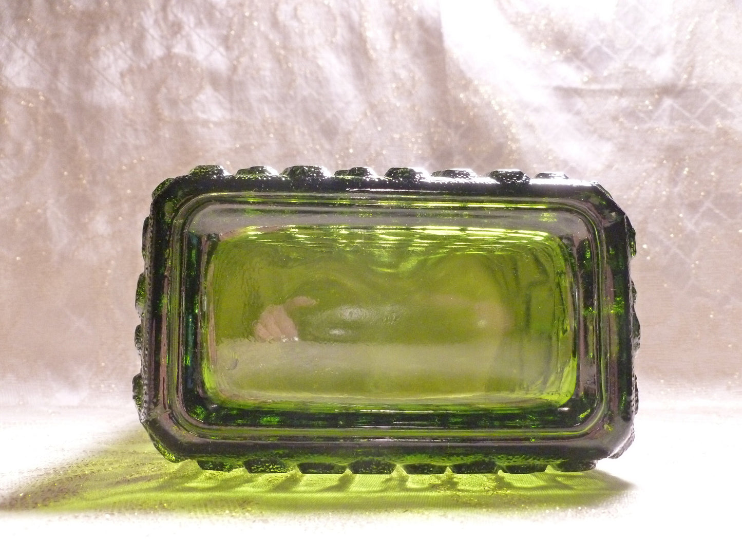 Handcrafted Green Glass Vase, Intricate Design