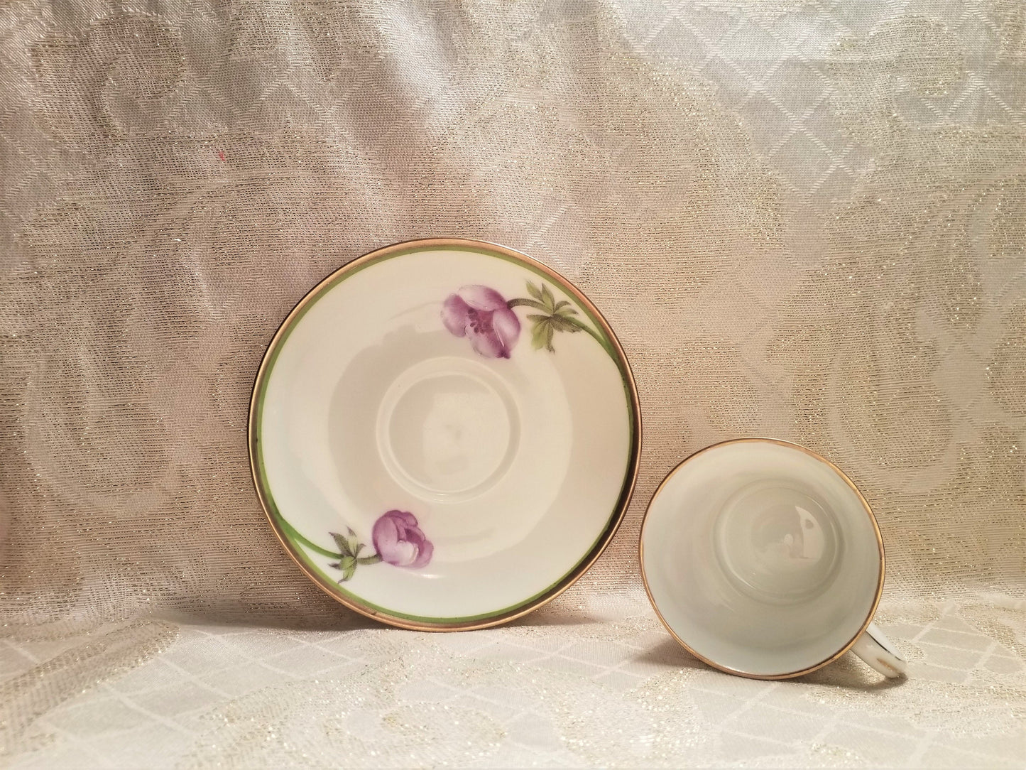 Handpainted Floral Demitasse Cup and Saucer: PT Bavaria Bone China, LaRoche (1927)