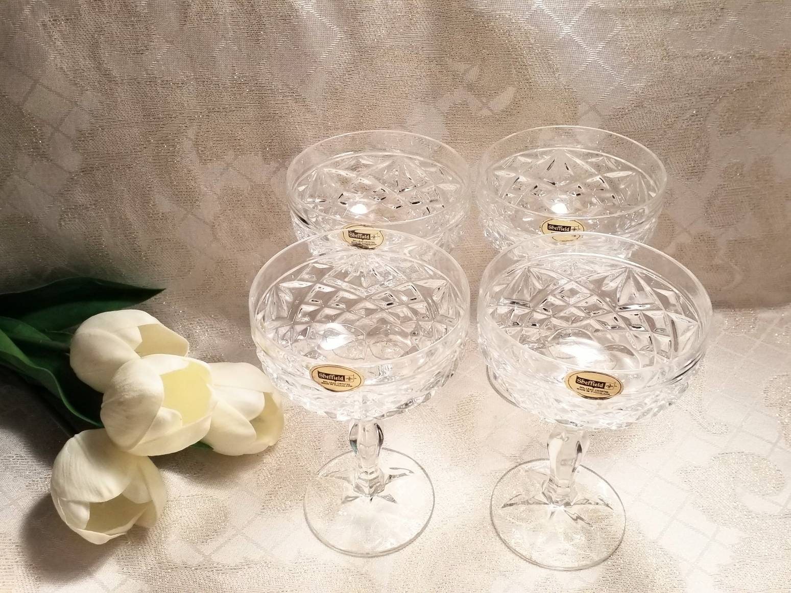 Sheffield Crystal Champagne/Gelato Glasses, Set of 4 - Wedding Glassware