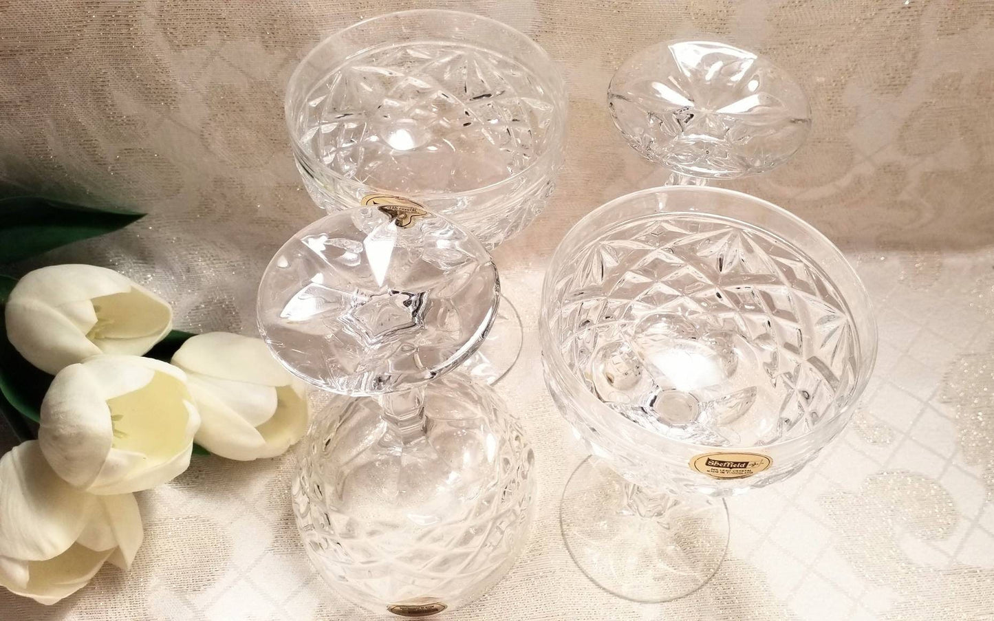 Sheffield Crystal Champagne/Gelato Glasses, Set of 4 - Wedding Glassware