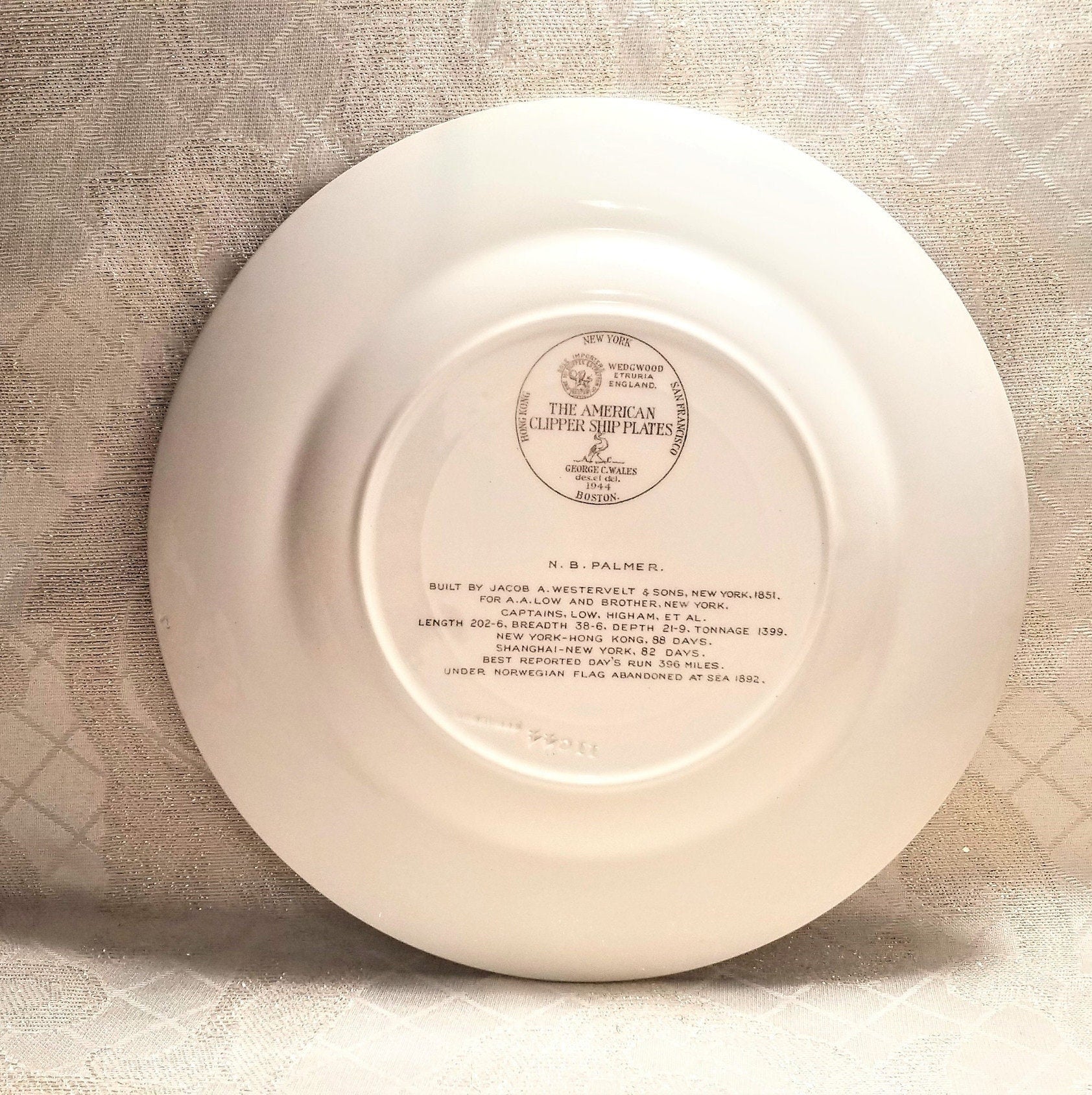 Wedgwood American Clipper Ship Plate: N.B. Palmer, Nautical Decor