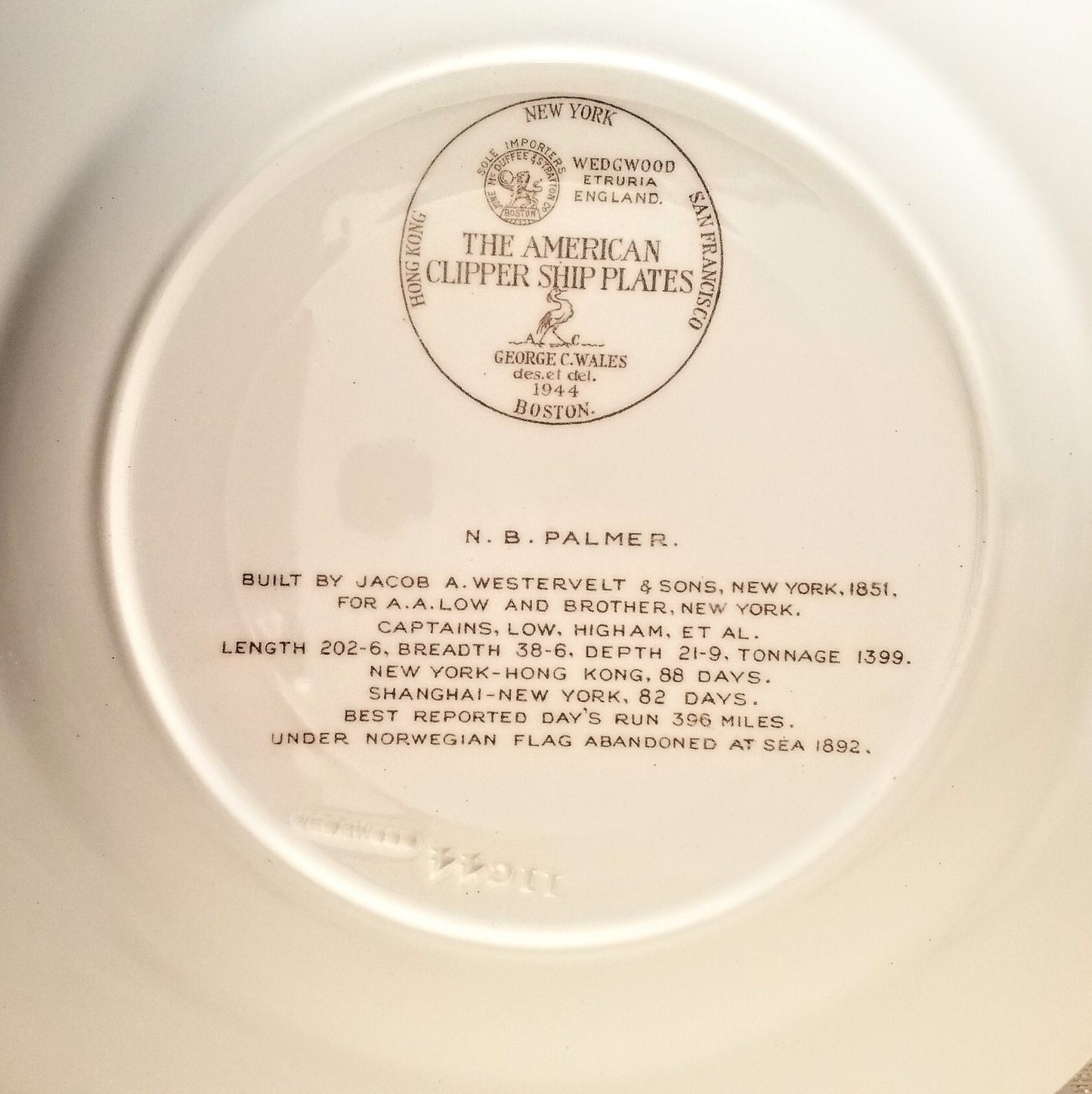 Wedgwood American Clipper Ship Plate: N.B. Palmer, Nautical Decor