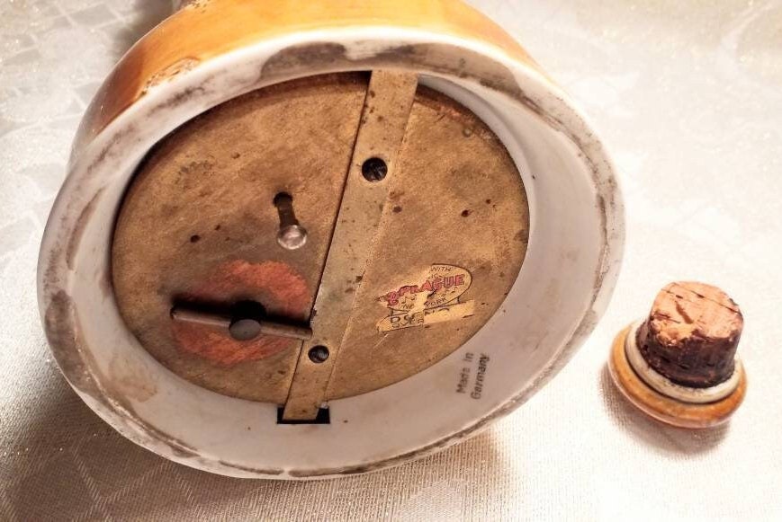 Schafer Vater Antique Musical Decanter: "Life Saver" Baker, German Farmhouse Decor