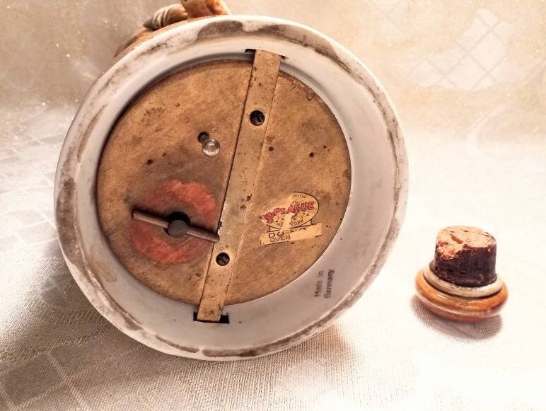 Schafer Vater Antique Musical Decanter: "Life Saver" Baker, German Farmhouse Decor