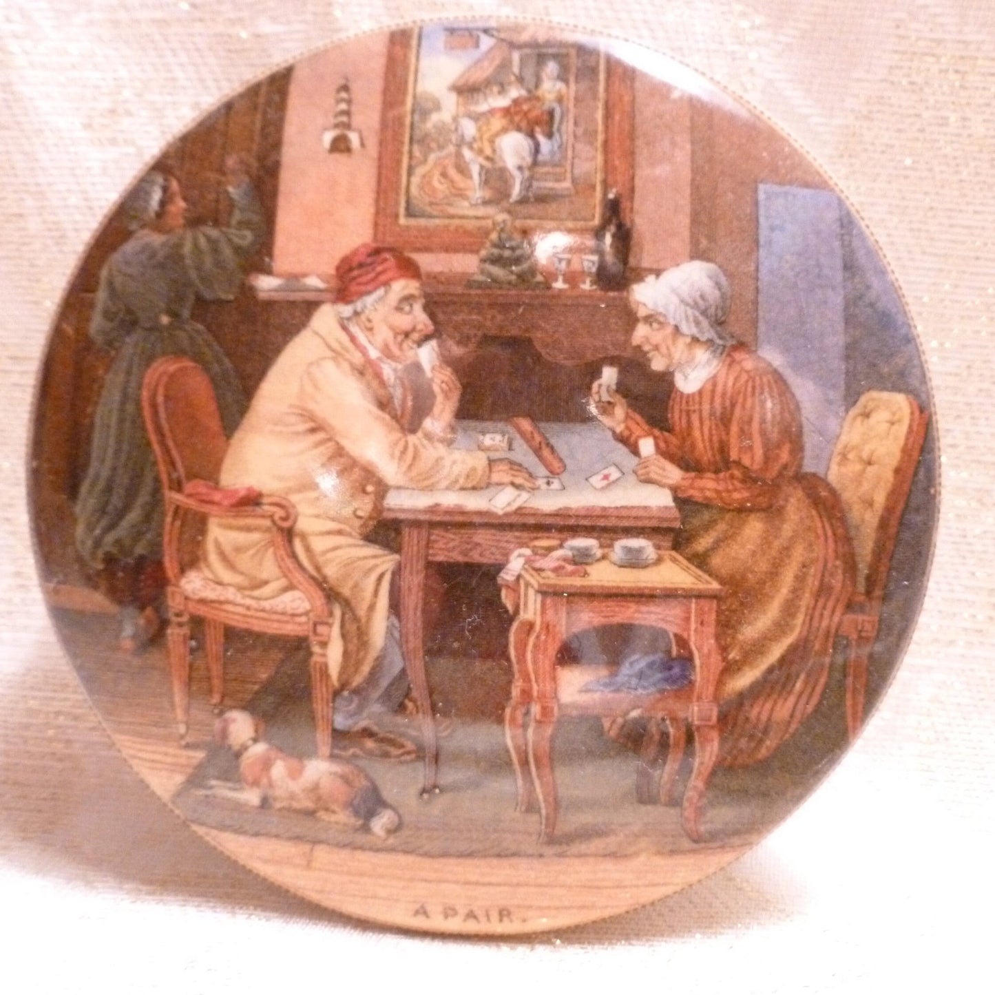 Antique Prattware Ointment Jar: "The Pair" Transferware Lid, 1850 England