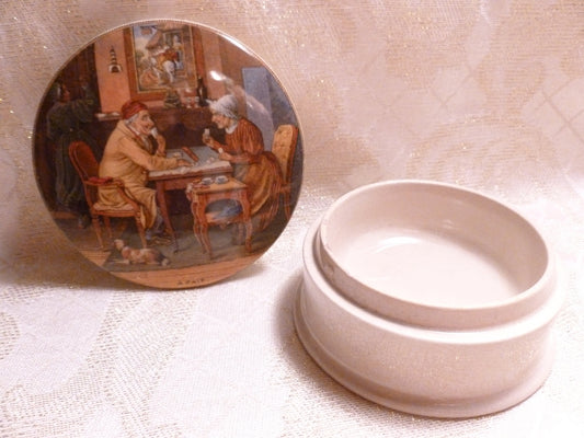 Antique Prattware Ointment Jar: "The Pair" Transferware Lid, 1850 England