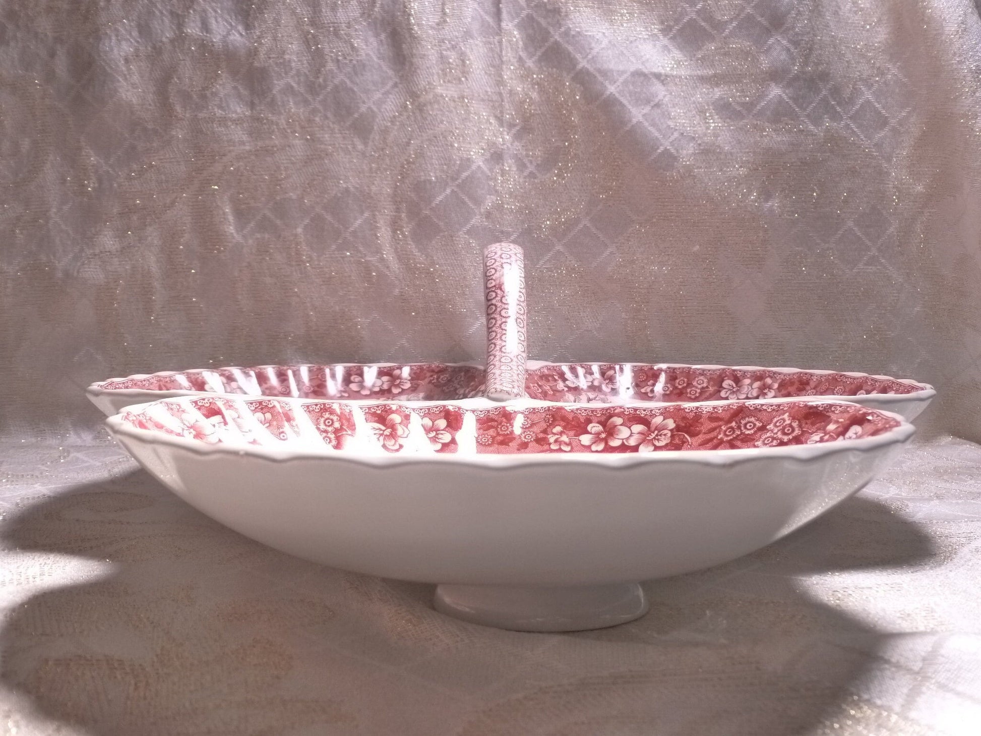 Vintage Spode's Tower Serving Dish, 1920s Copeland Red and White