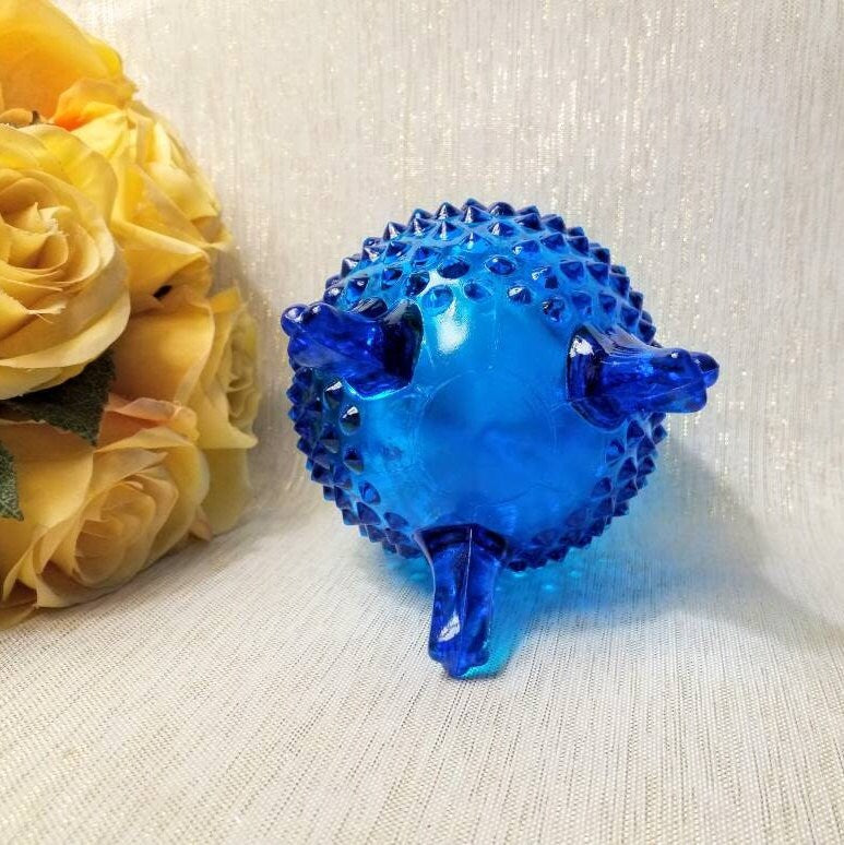 Vintage Fenton Blue Hobnail Footed Bud Vase, Floral Display