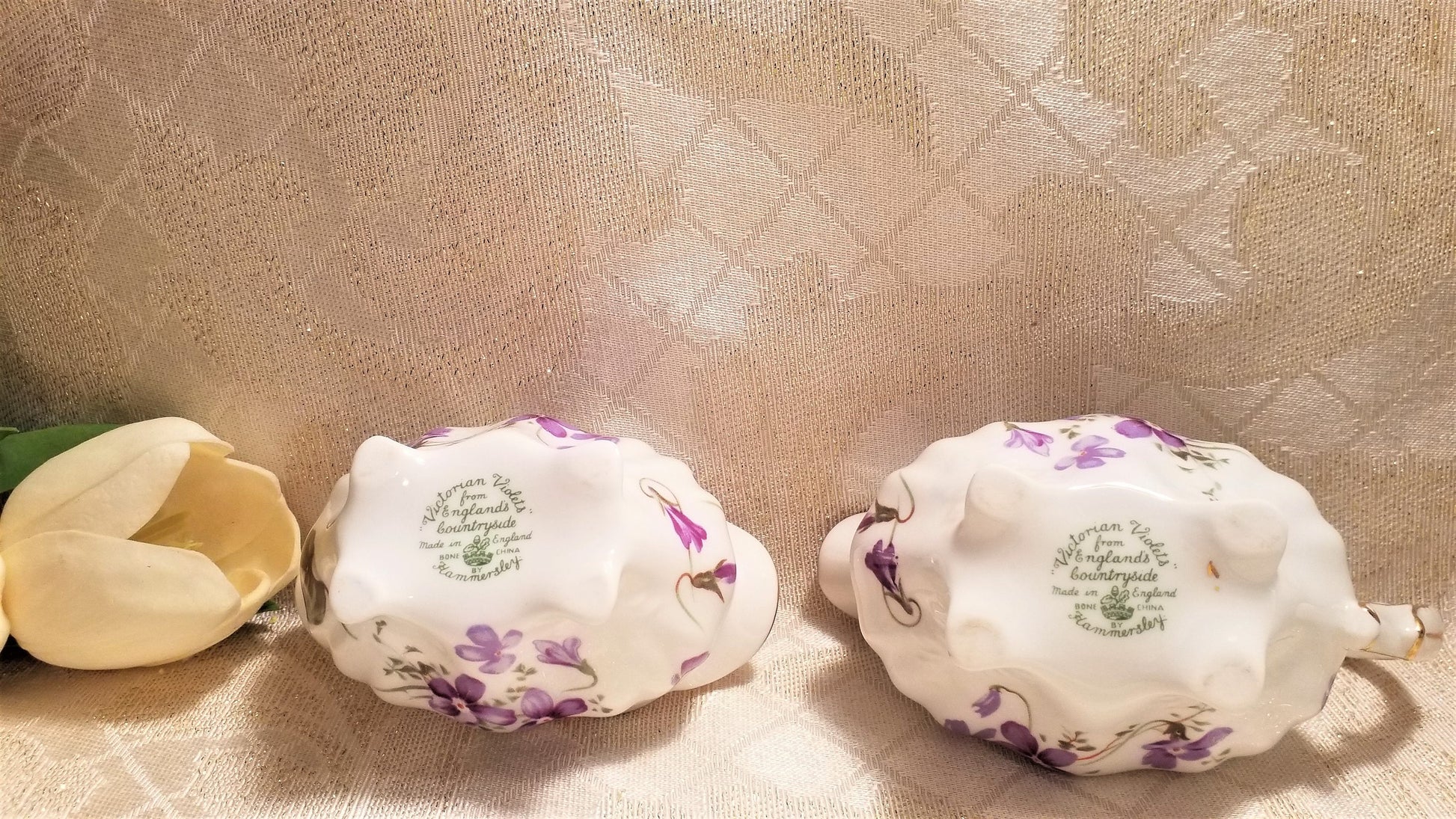 Hammersley Victorian Violets Bone China Creamer and Sugar Bowl Set Always FREE Domestic SHIPPING