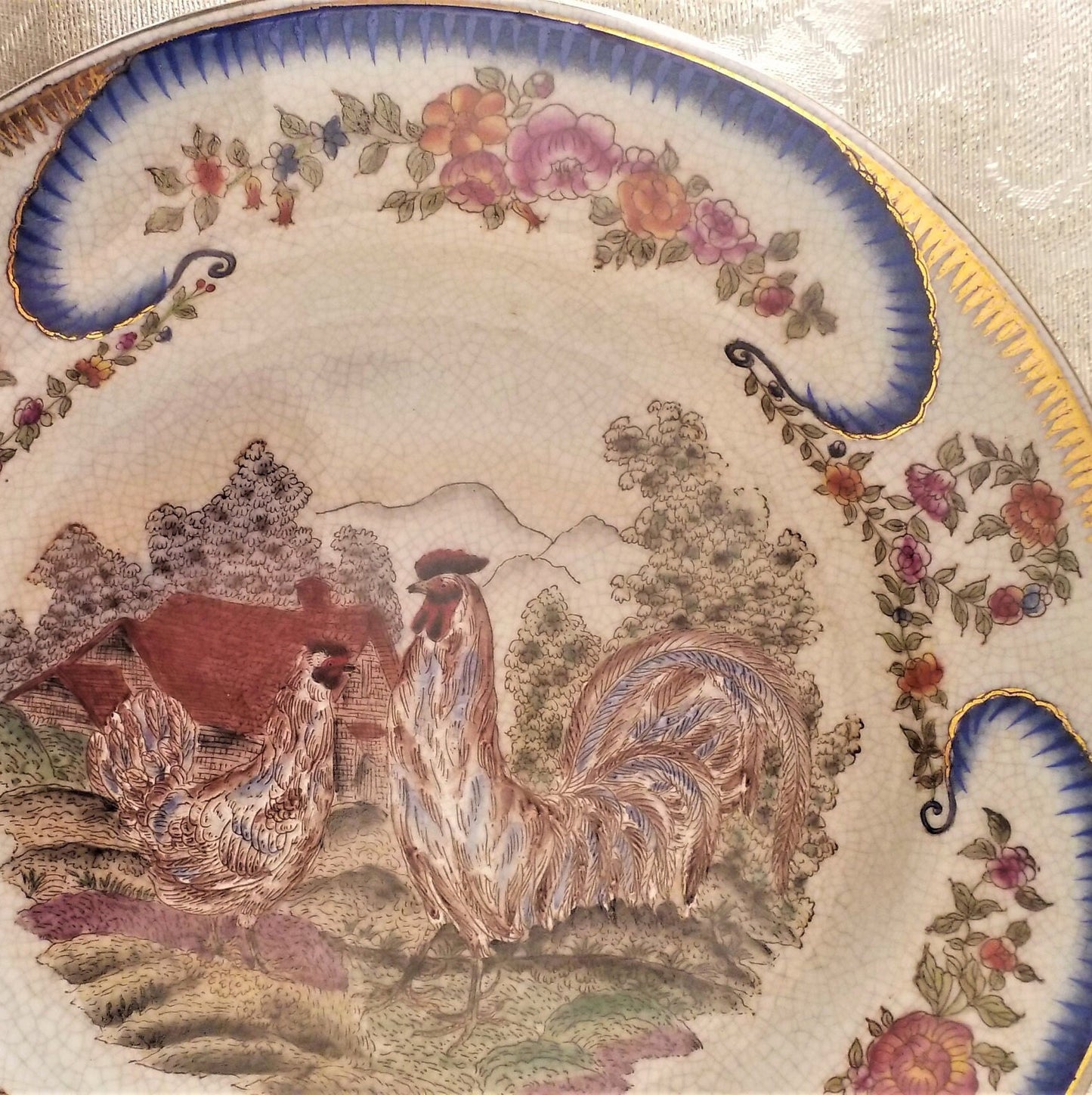 Vintage Farmhouse Chicken Plate Glazed Decorative Wall Hanging Always FREE Domestic SHIPPING