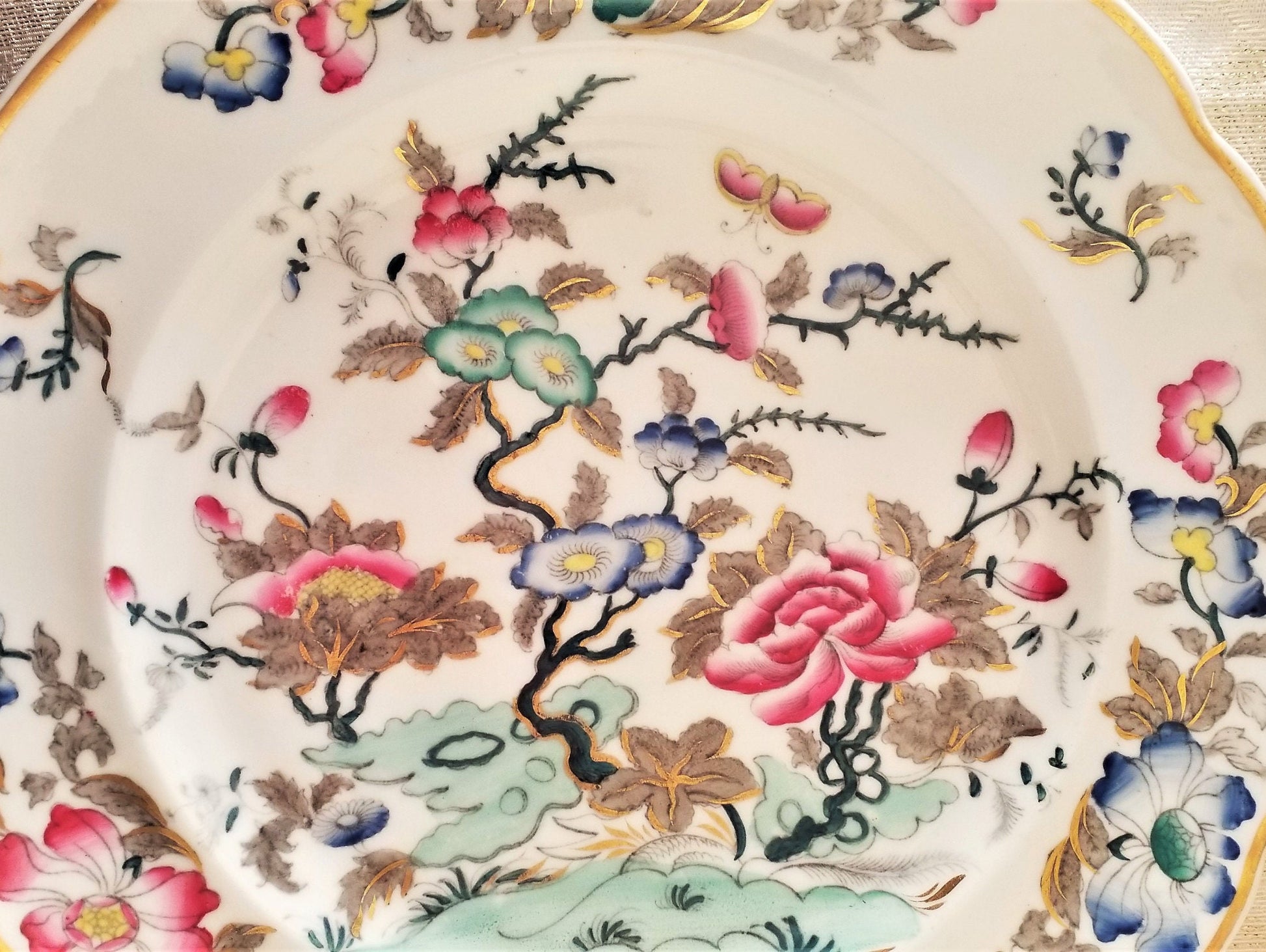 Vintage Tree Of Life Porcelain Serving Set: Tureen, Lid & Saucer