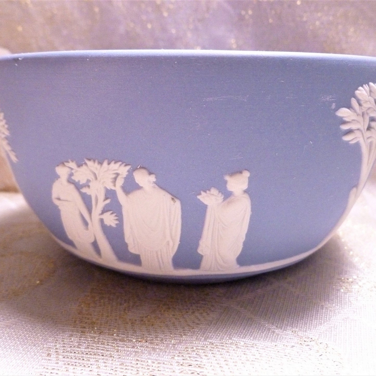 Wedgwood Blue Jasperware Bowl, Neoclassical Relief Design