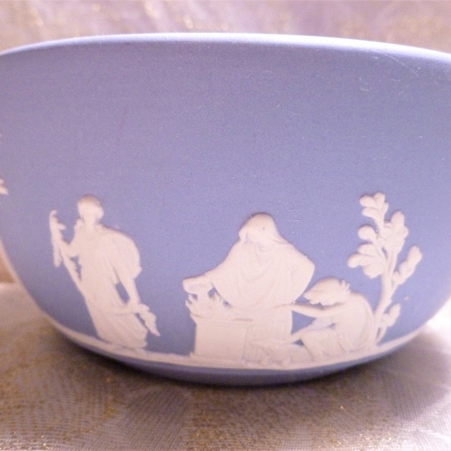 Wedgwood Blue Jasperware Bowl, Neoclassical Relief Design