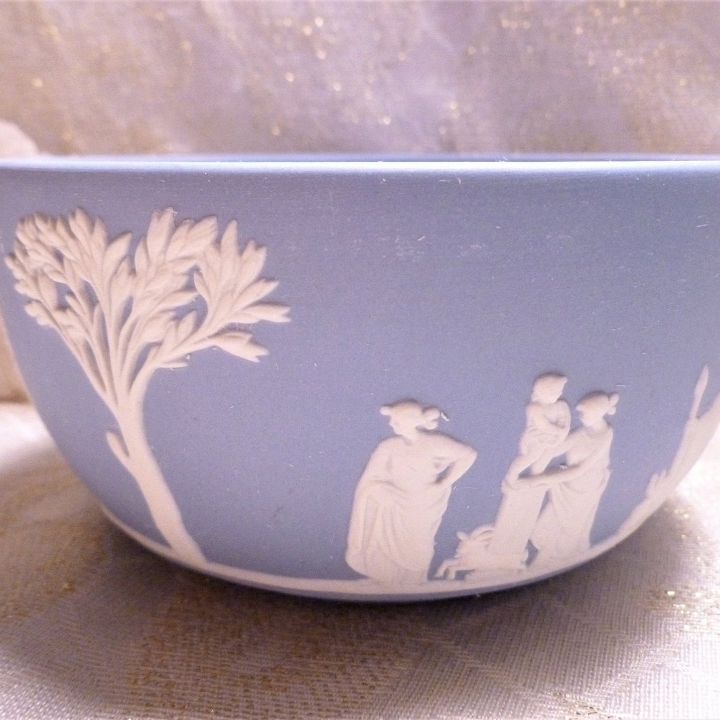 Wedgwood Blue Jasperware Bowl, Neoclassical Relief Design