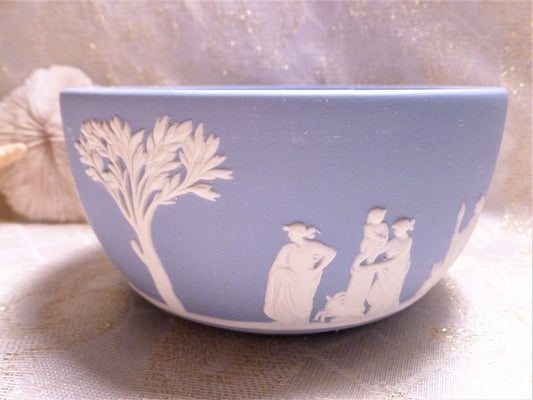Wedgwood Blue Jasperware Bowl, Neoclassical Relief Design