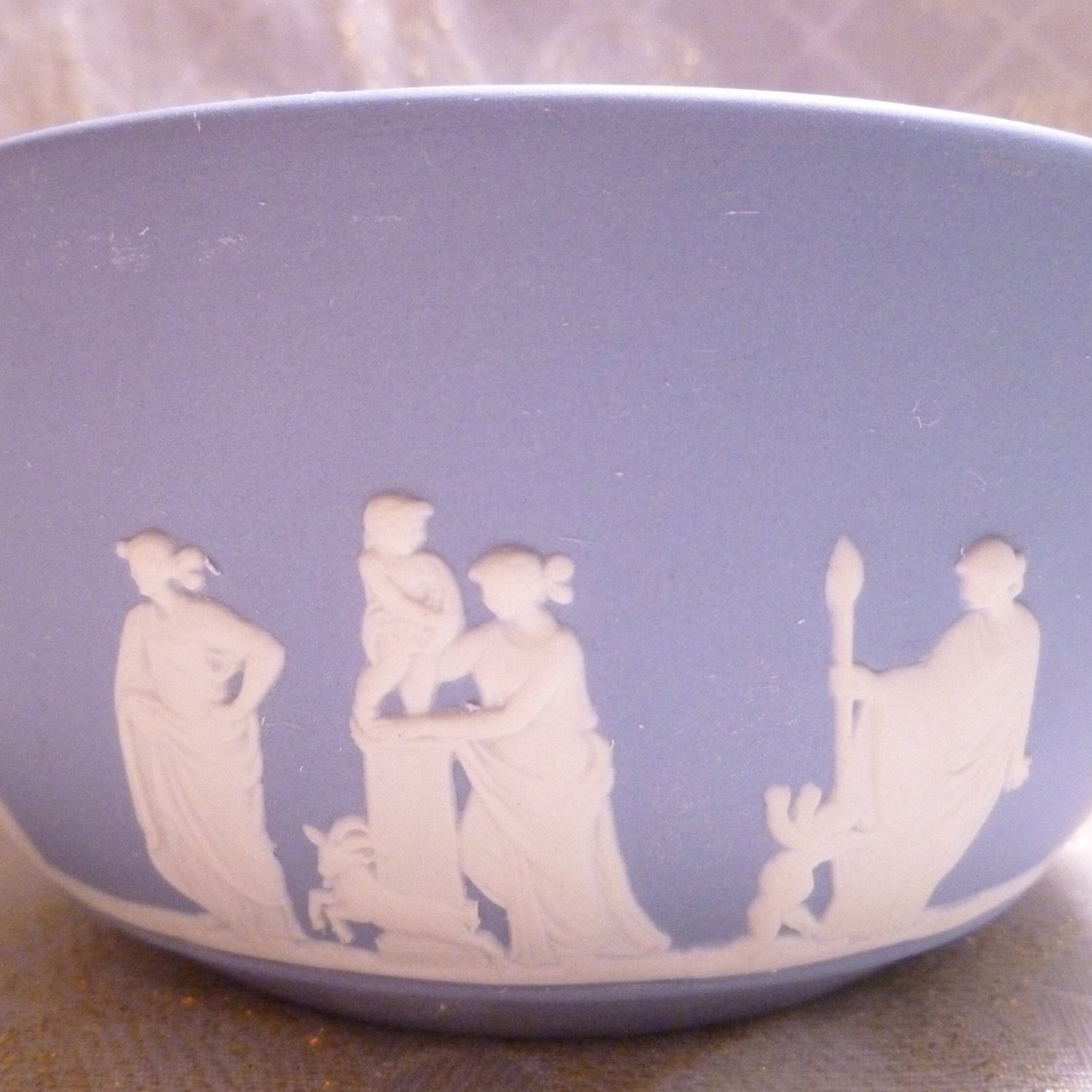 Wedgwood Blue Jasperware Bowl, Neoclassical Relief Design
