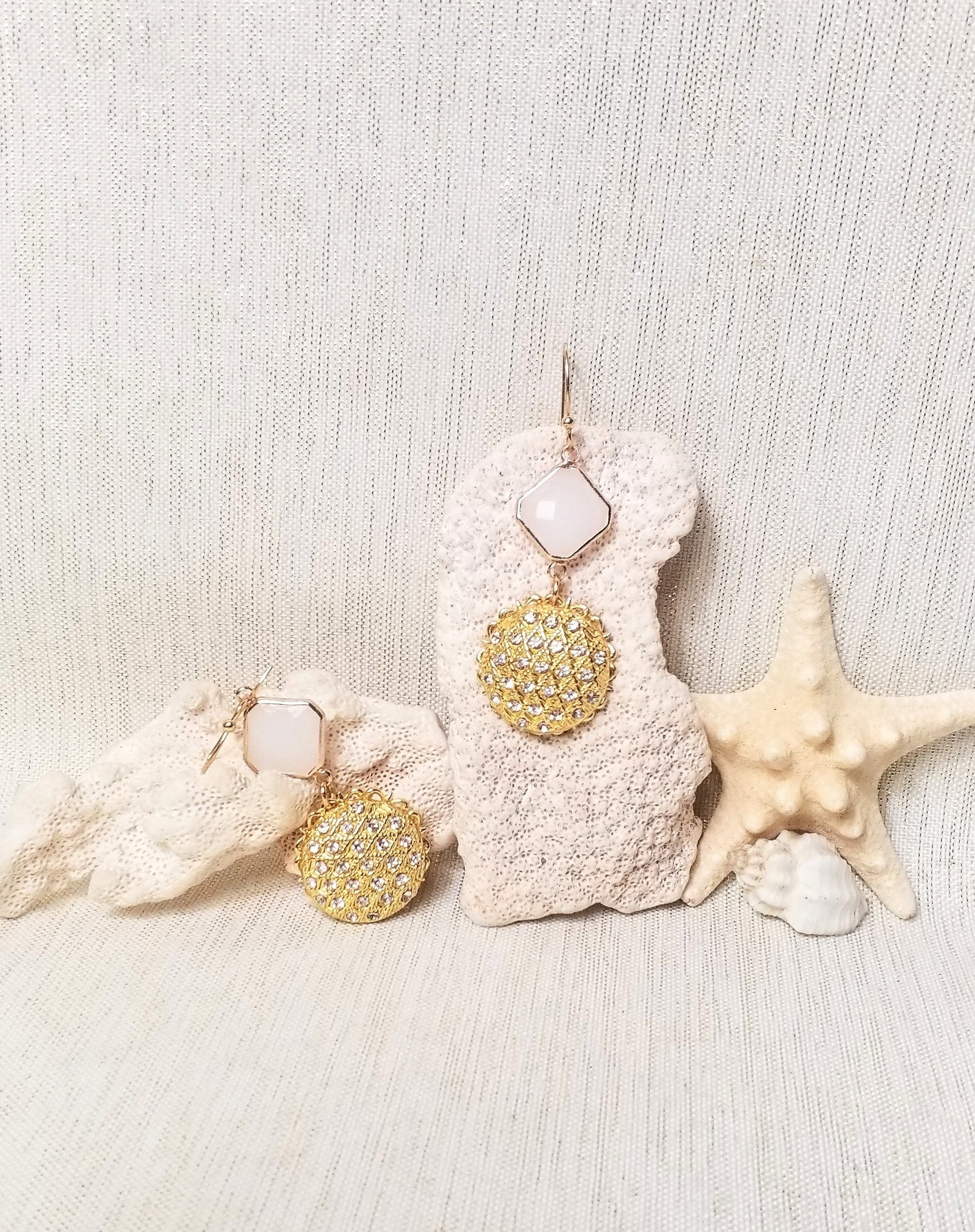 Handcrafted Golden Rhinestone Wedding Earrings Goldplated And Always FREE Domestic SHIPPING