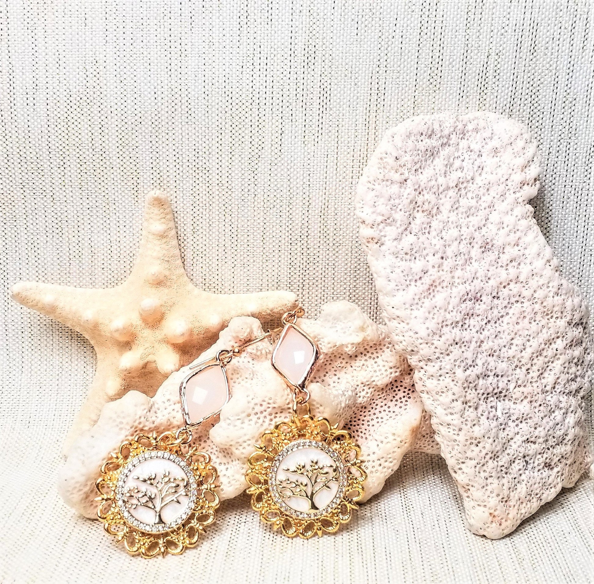 Golden Tree of Life Earrings Rhinestone Filigree Bridal Jewelry Always FREE Domestic SHIPPING