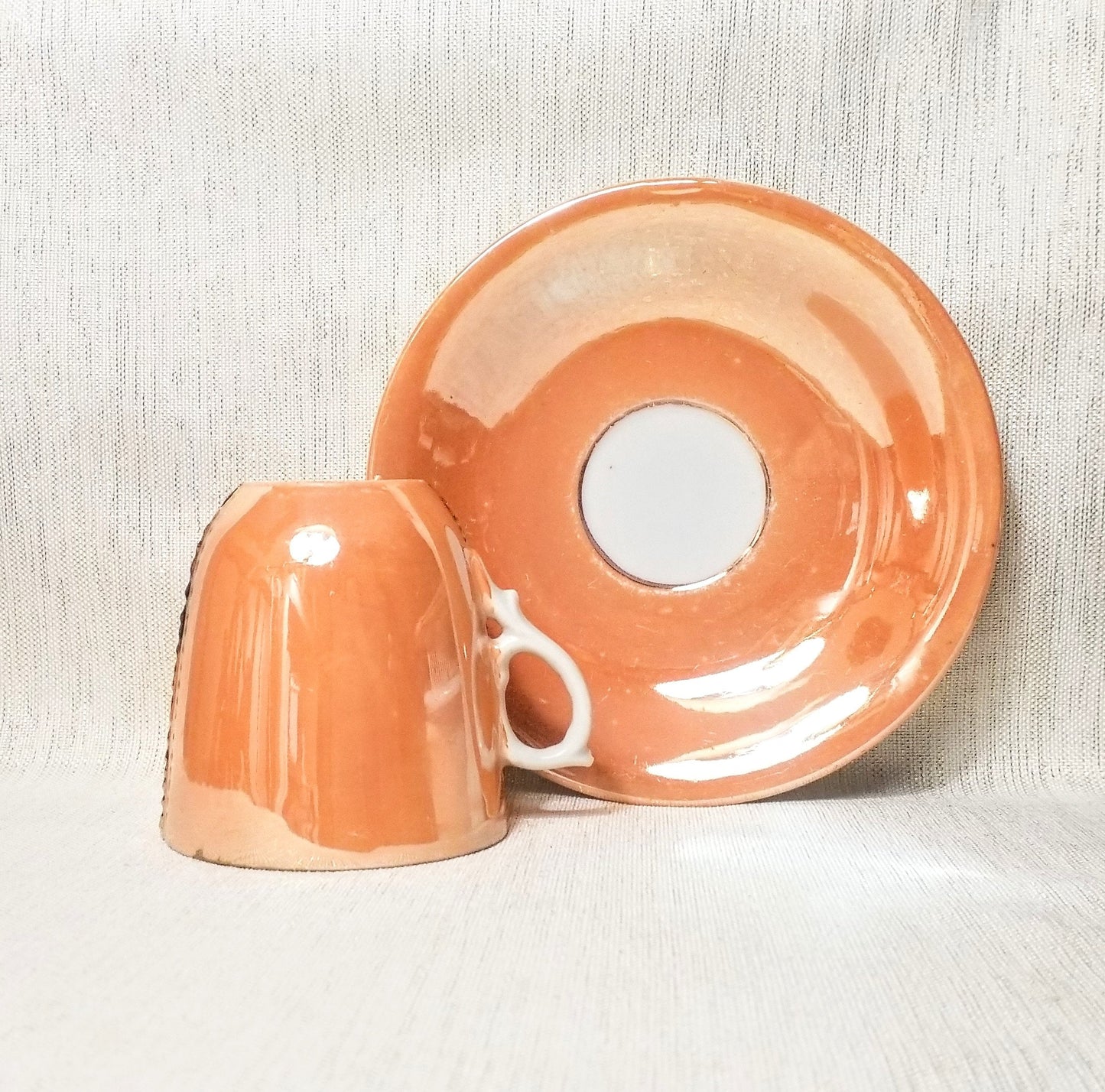 Vintage Lusterware Demitasse Cup and Saucer Gold Floral Detail Elegant Bone China Always FREE Domestic SHIPPING