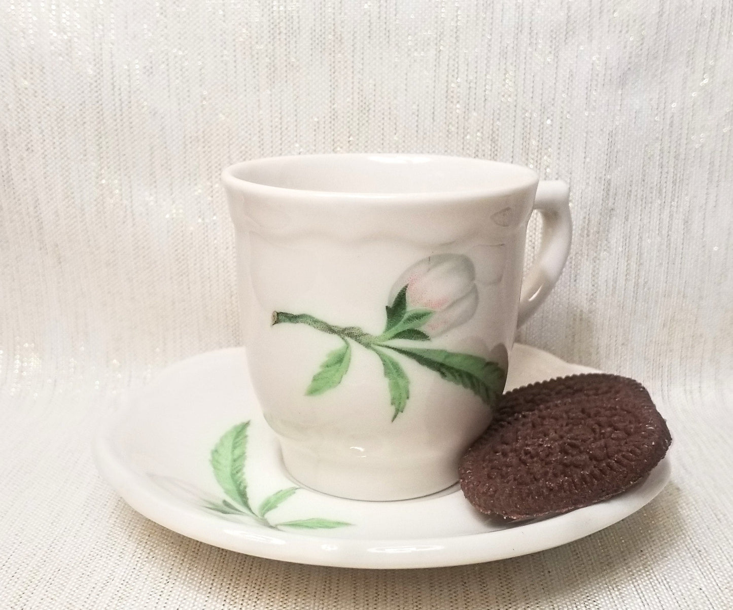 Syracuse China Demitasse Cup and Saucer Restaurant Ware Flower Bud Design Always FREE Domestic SHIPPING