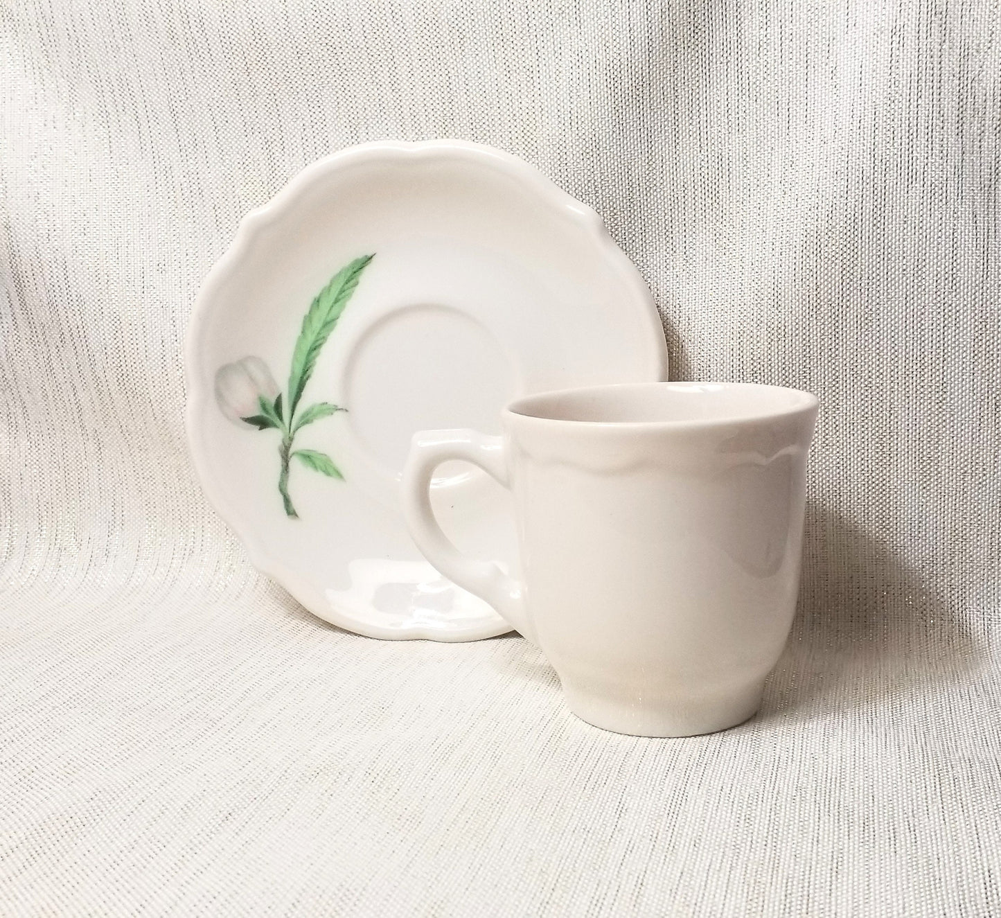 Syracuse China Demitasse Cup and Saucer Restaurant Ware Flower Bud Design Always FREE Domestic SHIPPING