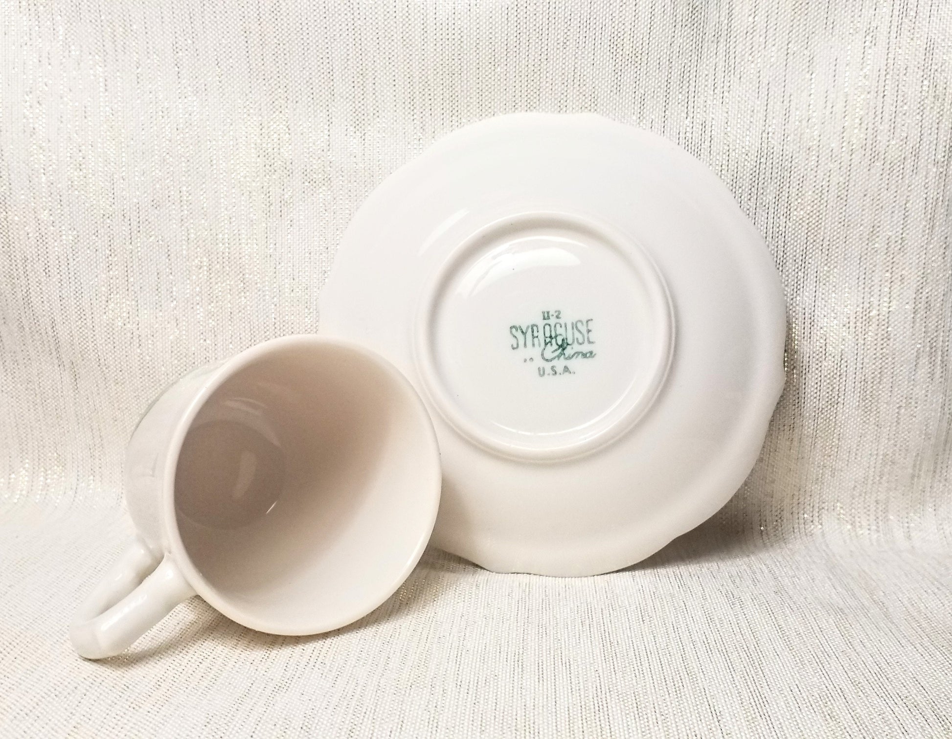 Syracuse China Demitasse Cup and Saucer Restaurant Ware Flower Bud Design Always FREE Domestic SHIPPING
