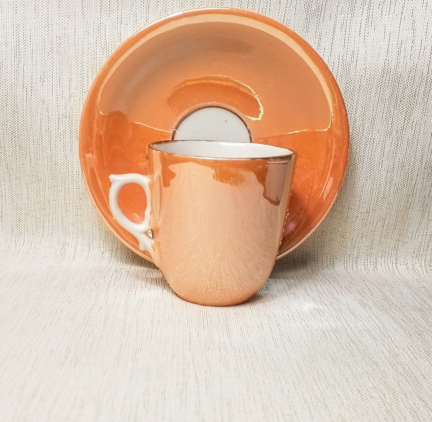 Vintage Lusterware Demitasse Cup and Saucer Gold Floral Detail Elegant Bone China Always FREE Domestic SHIPPING