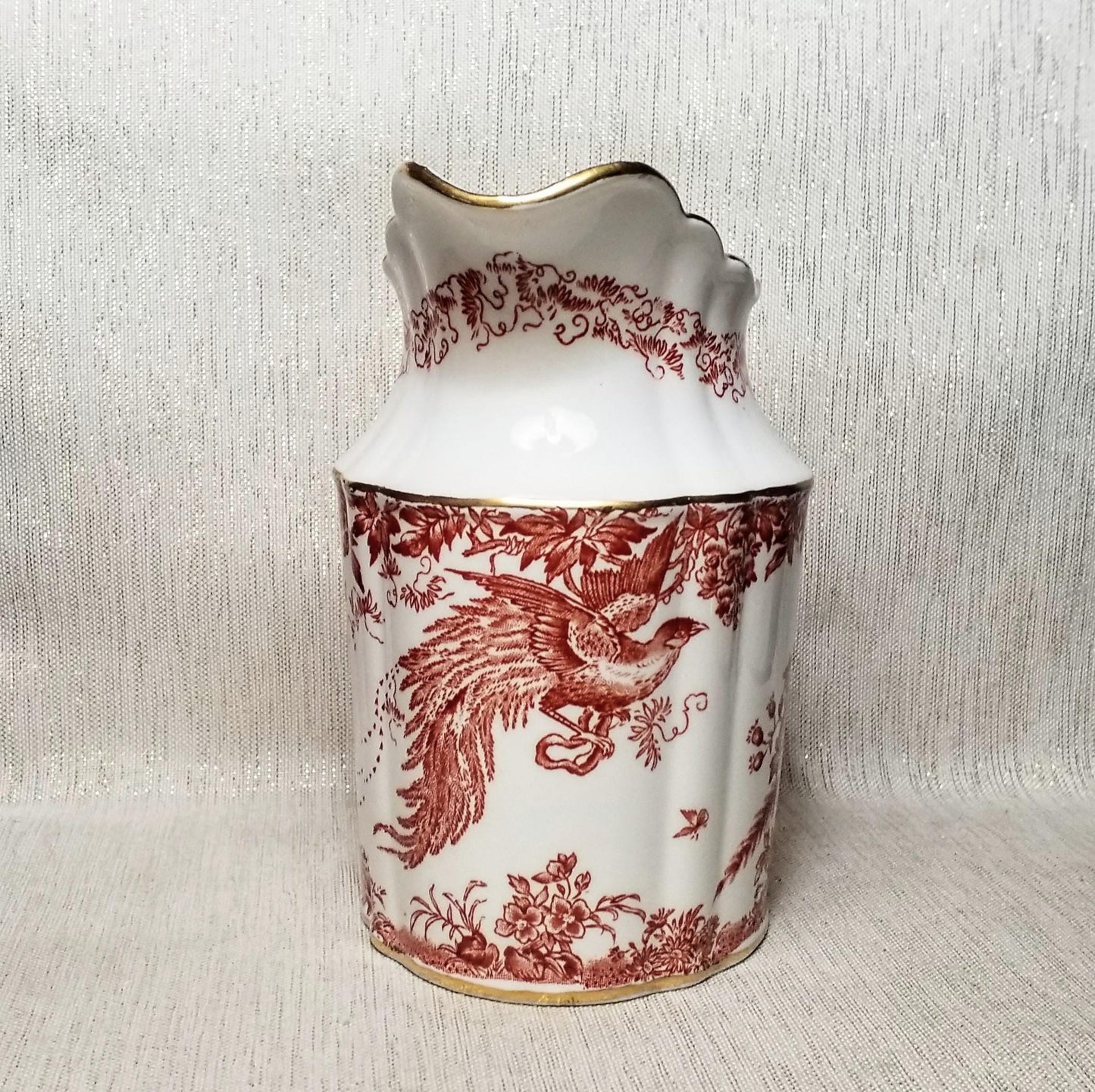 Royal Crown Derby Milk Pitcher: English Bone China, Bird & Floral Design