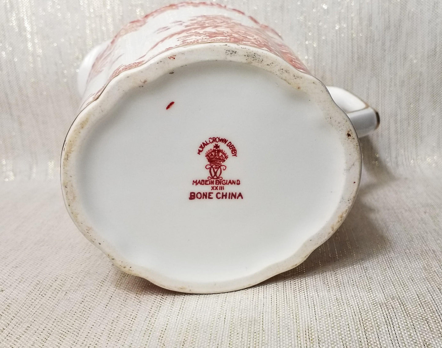 Royal Crown Derby Milk Pitcher: English Bone China, Bird & Floral Design