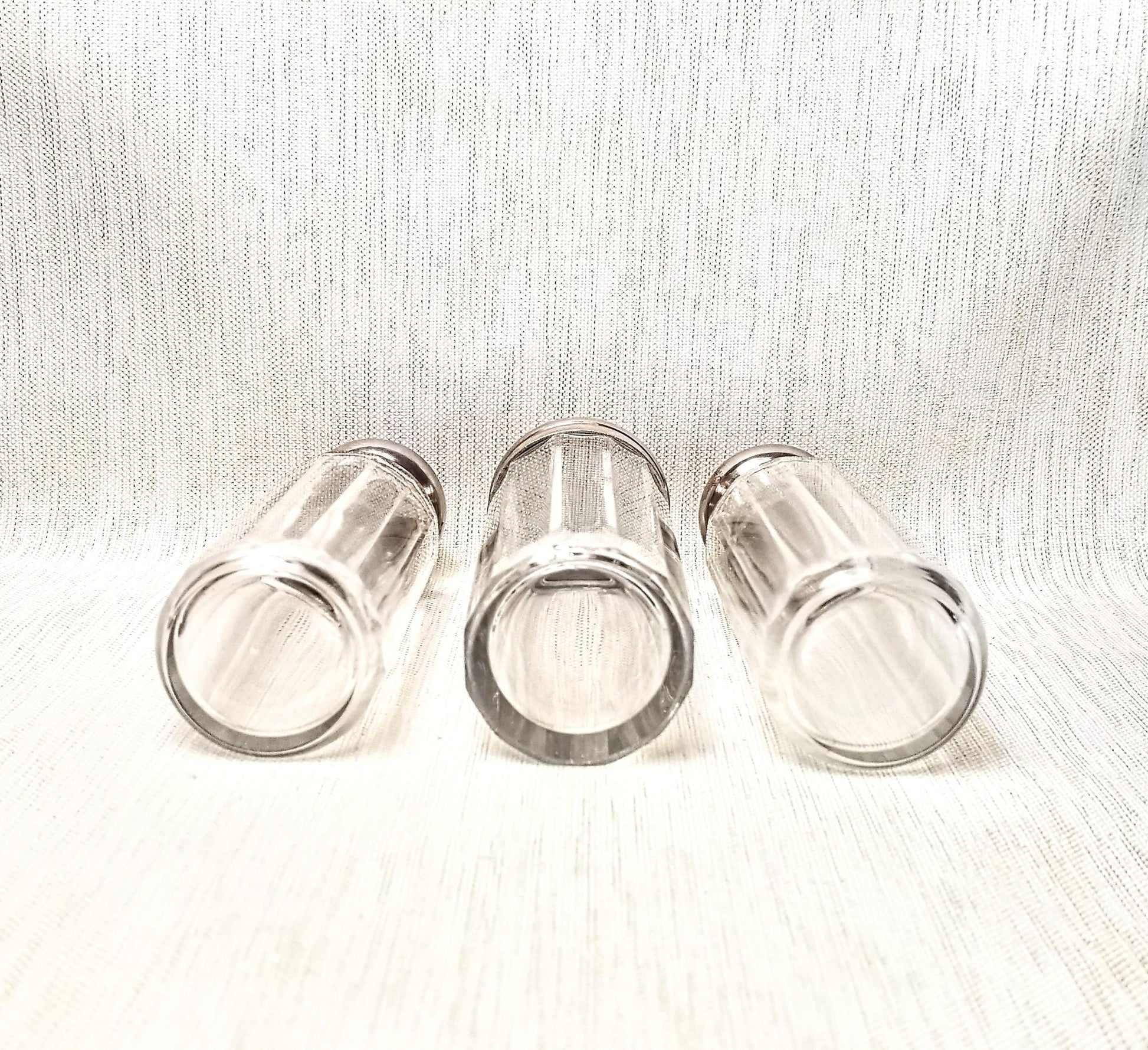 Antique Floral Silverplated Lidded Glass Bottles, Set of 3