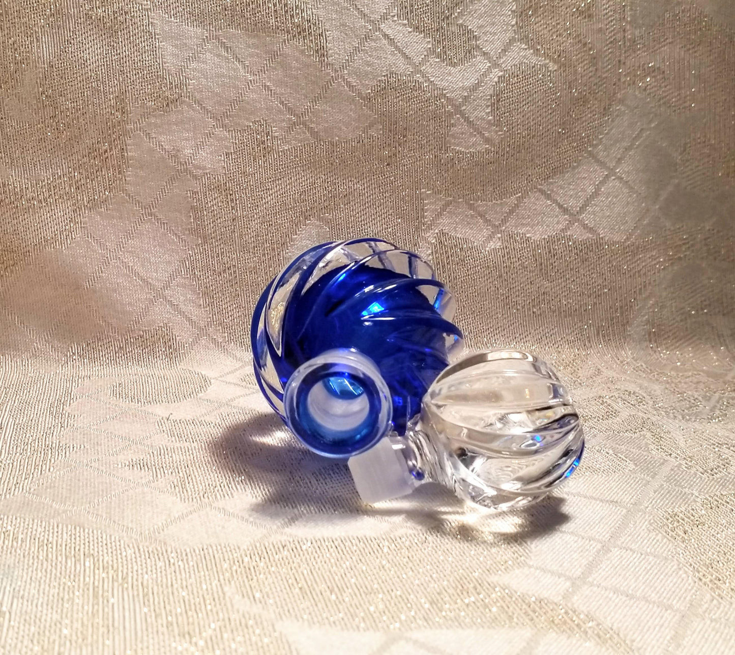 Vintage Cobalt Glass Perfume Bottle with Stopper Pretty Twist Design Always FREE Domestic SHIPPING
