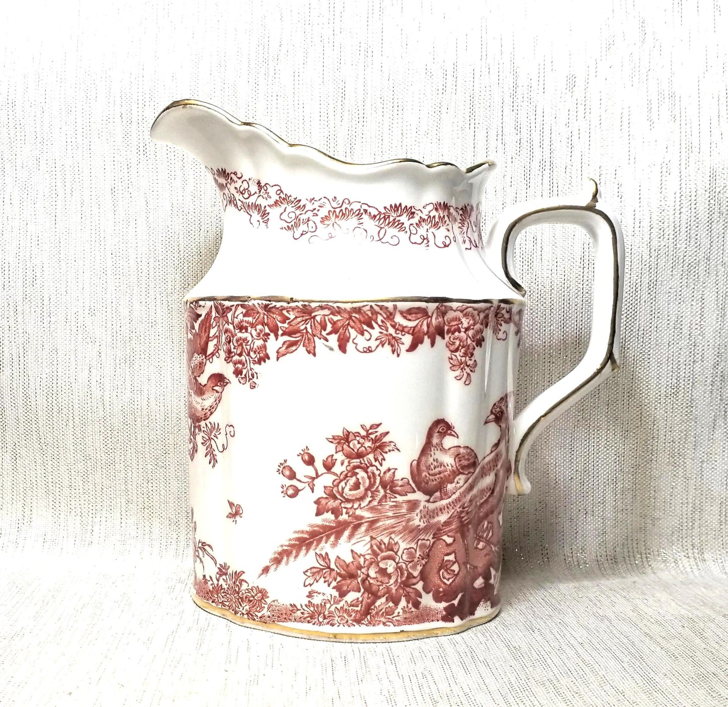 Royal Crown Derby Milk Pitcher: English Bone China, Bird & Floral Design