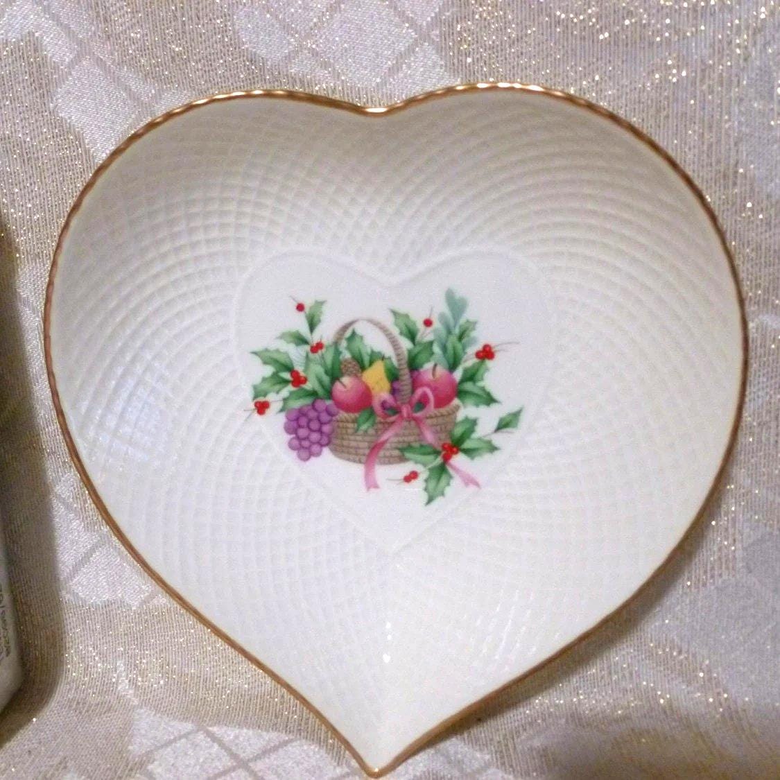 Vintage Mikasa Heart Dish, Fruit Basket Design (New in Box)
